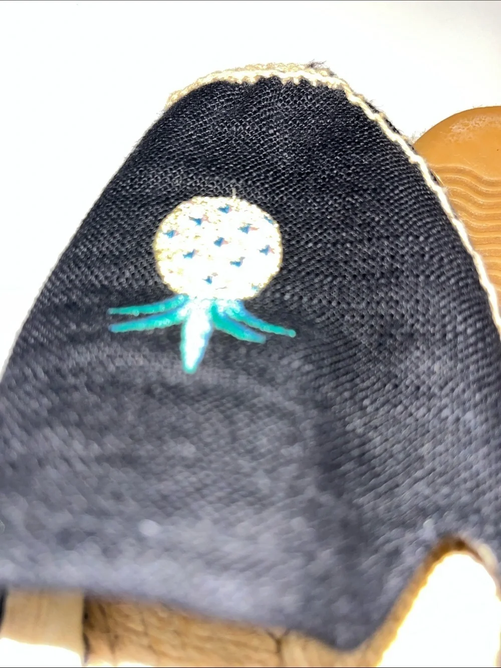 Soludos Black Espadrilles with Pineapple Embroidery Size 8